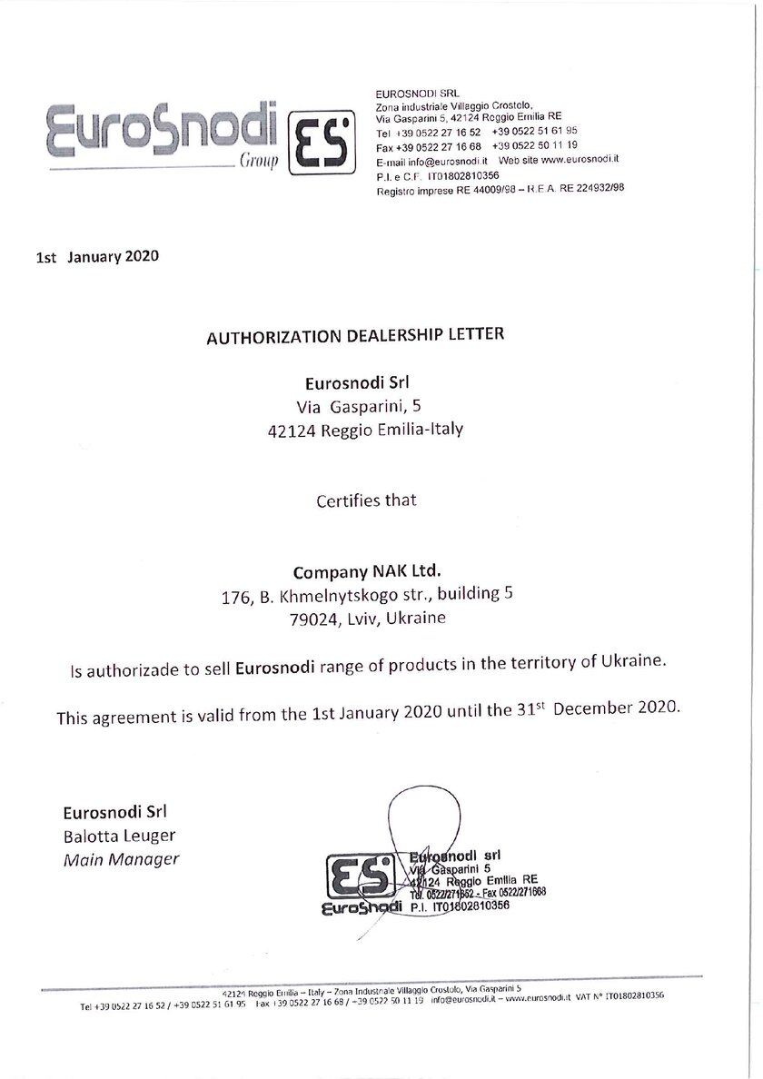 Distributor certificate Eurosnodi